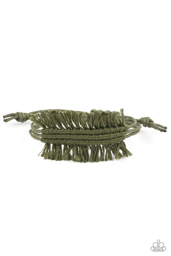 Make Yourself at HOMESPUN - Green Twine Fringe Bracelet B#065