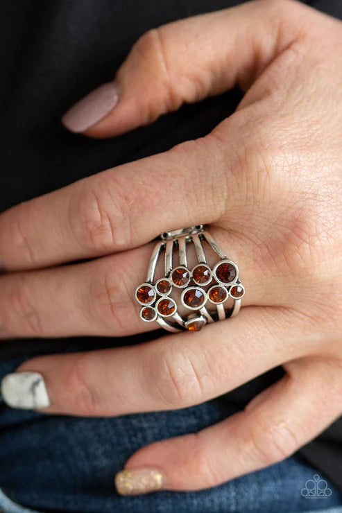 Meet In The Middle - Oversized Brown Encrusted Ring R#2000