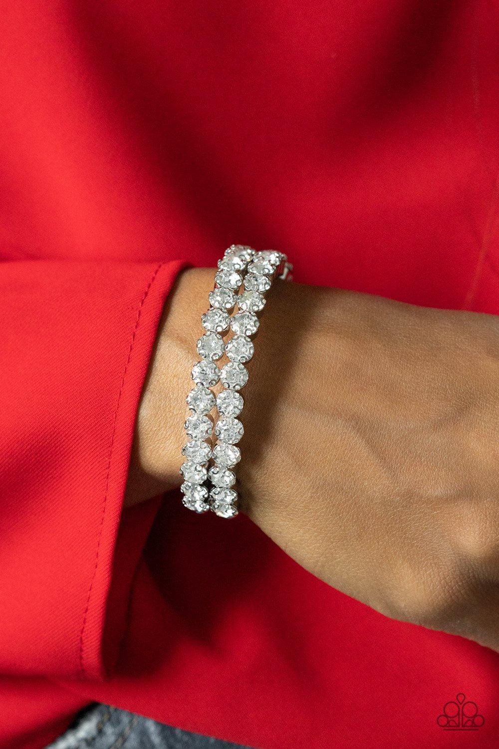 Megawatt Majesty - Oversized White Stacked Cuff Bracelet B#215