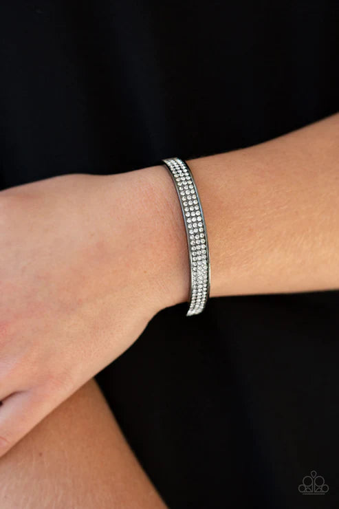 Members Only - Black (Gunmetal) Skinny Encrusted Cuff Bracelet B#1604