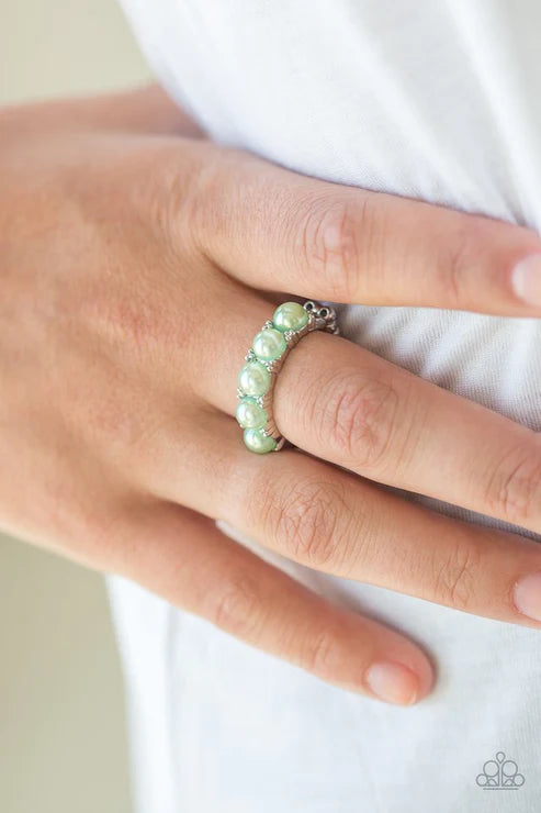 Mermaid Mamba - Bubbly Green Pearl Encrusted Ring R#1845