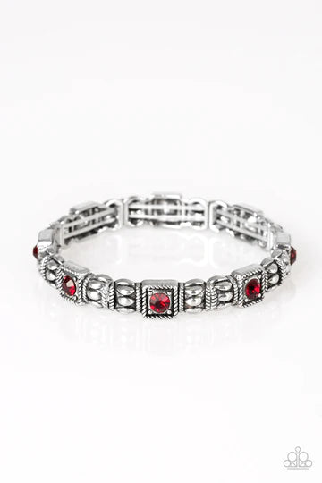 Metro Marvelous - Fiery Red Ornate Encrusted Bracelet B#1262
