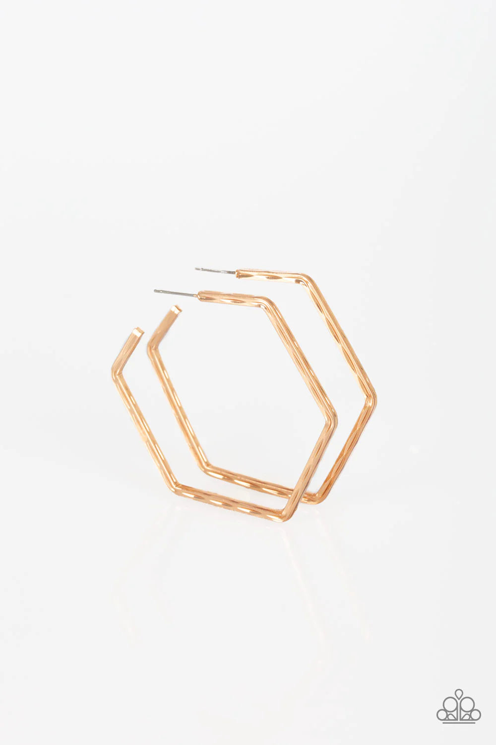 Metro Metric - Oversized Gold Hammered Hexagon Hoop Earrings E#1323