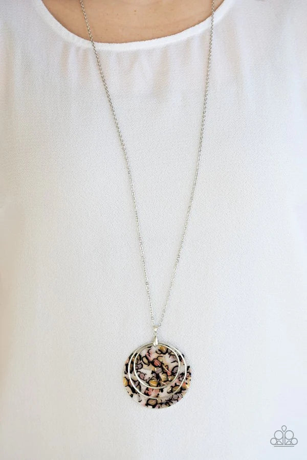 Metro Mosaic - Blue Speckled Abstract Mosaic Hoop Necklace N#1048