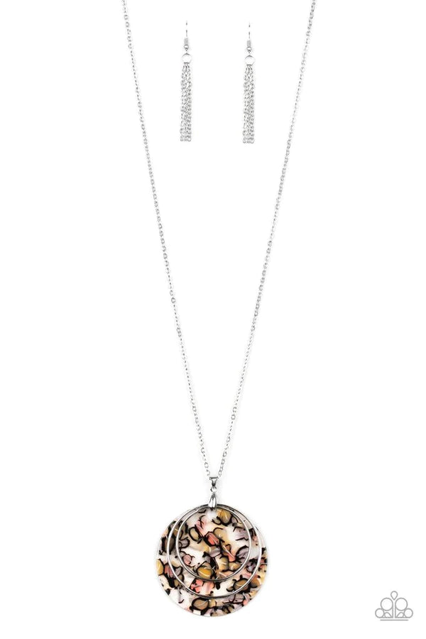 Metro Mosaic - Blue Speckled Abstract Mosaic Hoop Necklace N#1048