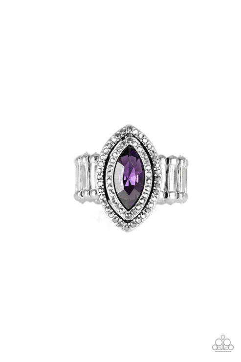 Modern Millionaire - Purple Hematite Encrusted Stacked Marquise Cut Ring R#1865