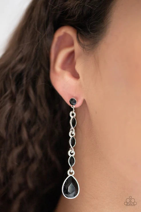 Must Love Diamonds - Oversized Black Marquise Teardrop Earrings E#2424