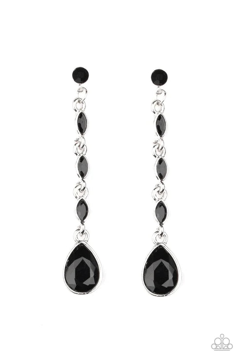Must Love Diamonds - Oversized Black Marquise Teardrop Earrings E#2424