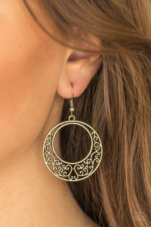 Newport Nautical - Brass Airy Vine-like Filigree Earrings E#1986