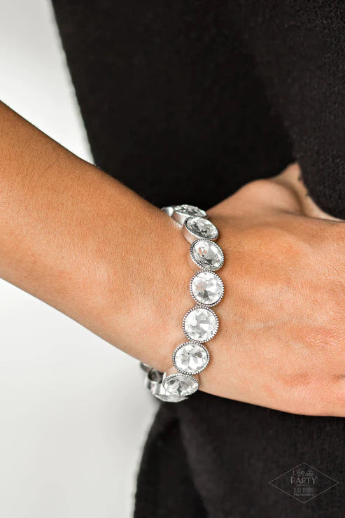 Number One Knockout - White Faceted Studded Gem Bracelet B#1710