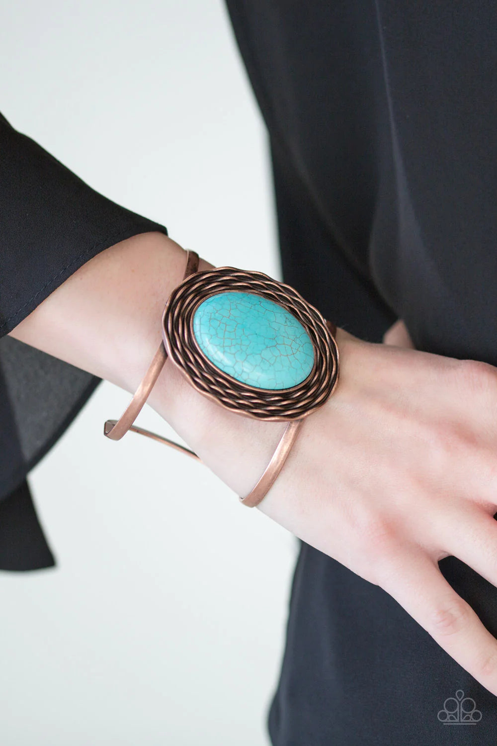 One For The RODEO - Copper/Blue Stone Ripple Bracelet B#1251