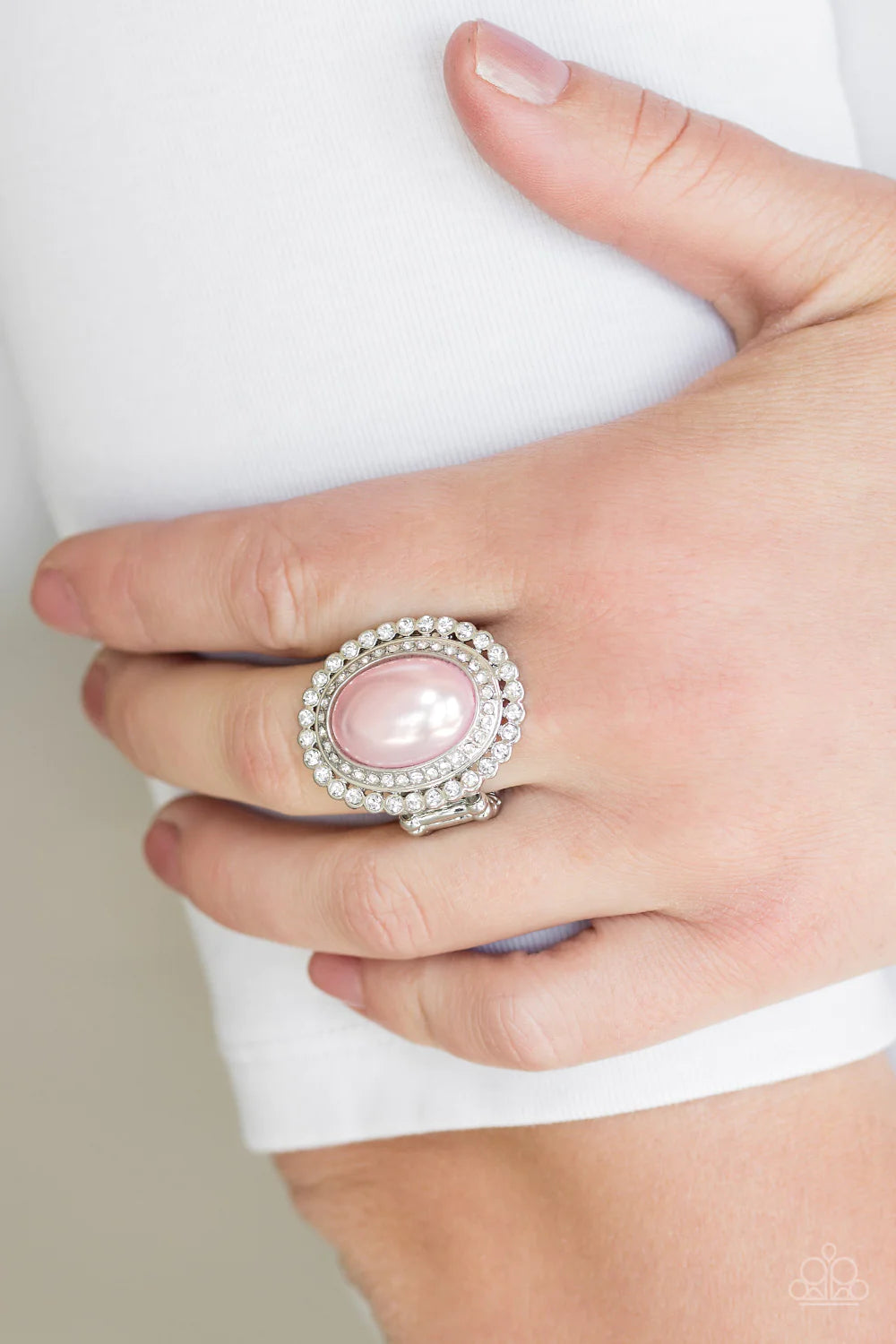 Opulently Olympian - Pink Pearl Encrusted Stacked Ring R#1510