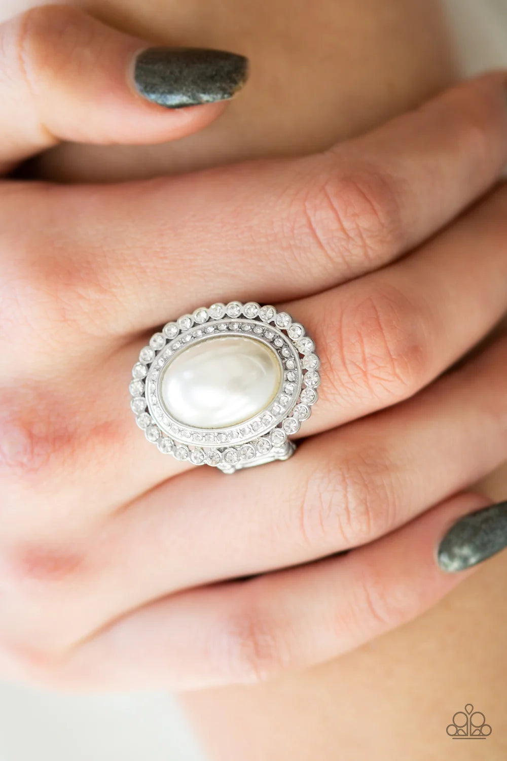 Opulently Olympian - White Pearl Encrusted Stacked Ring R#1646