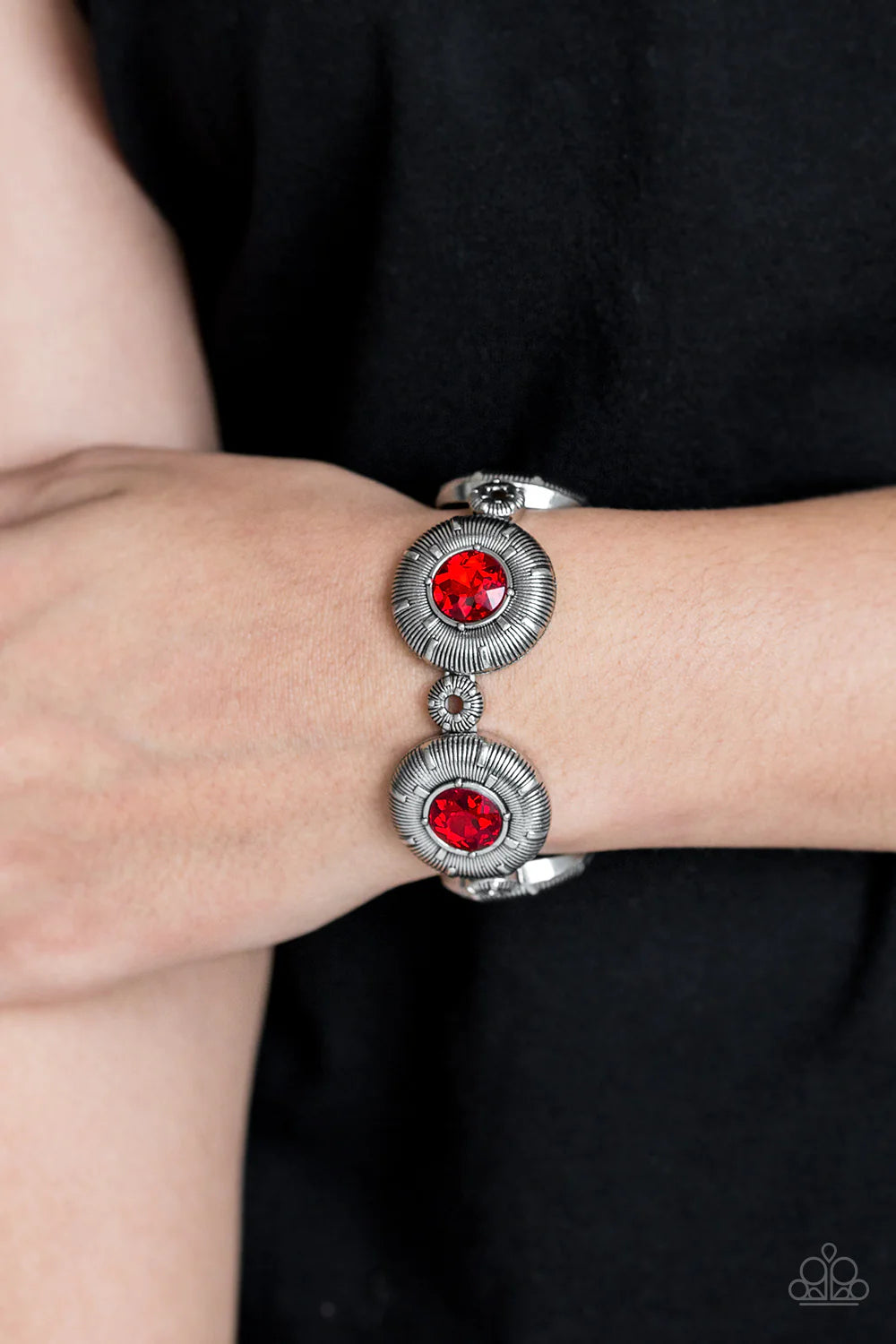 Original Opulence - Oversized Fiery Red Dramatic Edgy Accent Bracelet B#141
