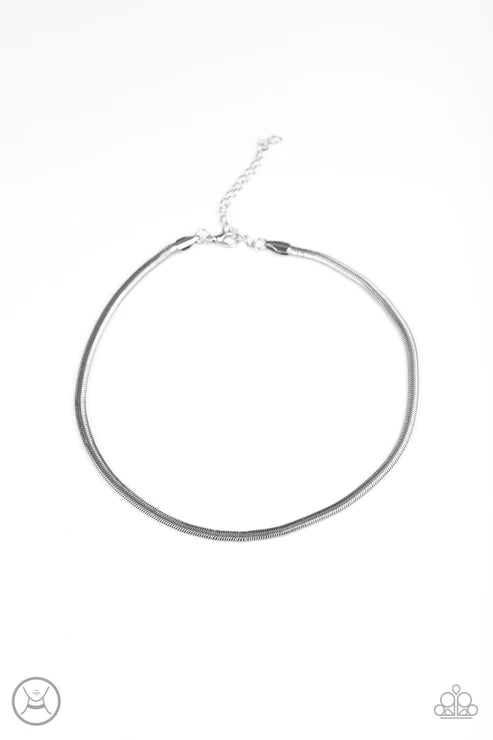 Flat Out Fierce - Silver Flat Snake Chain Bold Industrial Snake Necklace N#2555