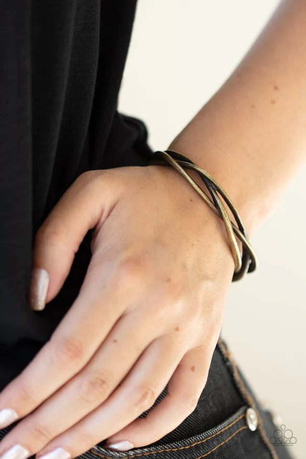PLAIT Tectonics - Brass Plaited Braid Bars Cuff Bracelet B#860
