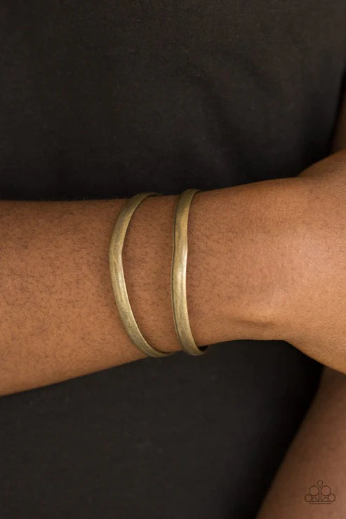 Palm Trees and Pyramids - Brass Geometric Cuff Bracelet B#2126
