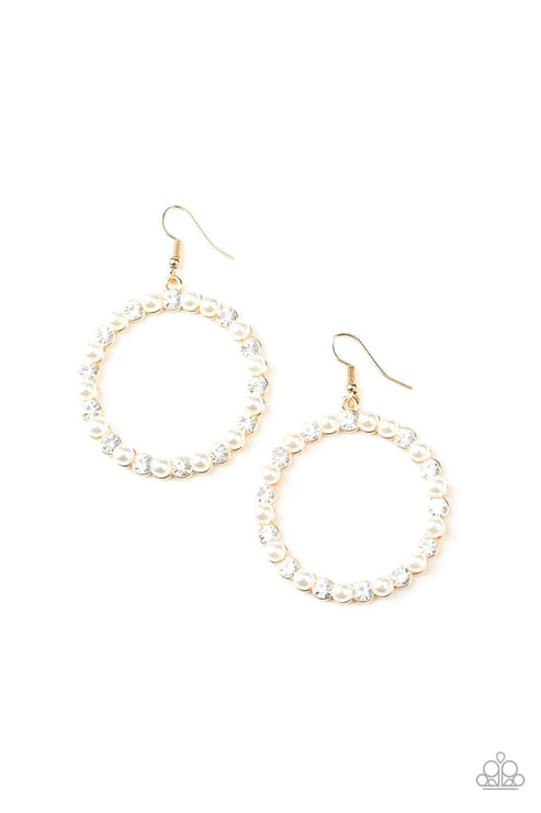 Pearl Palace - Bubbly Gold Pearl Encrusted Hoop Earrings E#2669