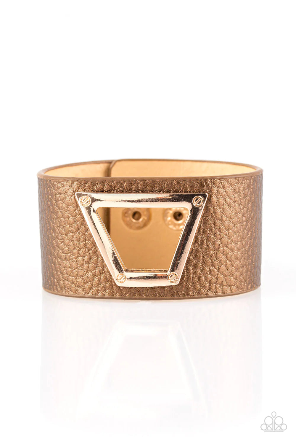 Power Play - Brown/Gold Abstract Skin to Peek Metallic Shimmer Leather Bracelet B#1159