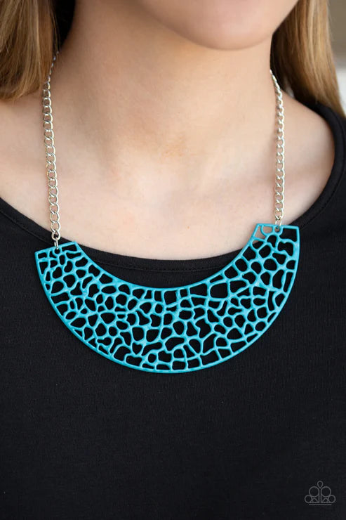 Powerful Prowl - Blue Zesty Pepper Stem Shattered Suspended Collar Necklace N#2466