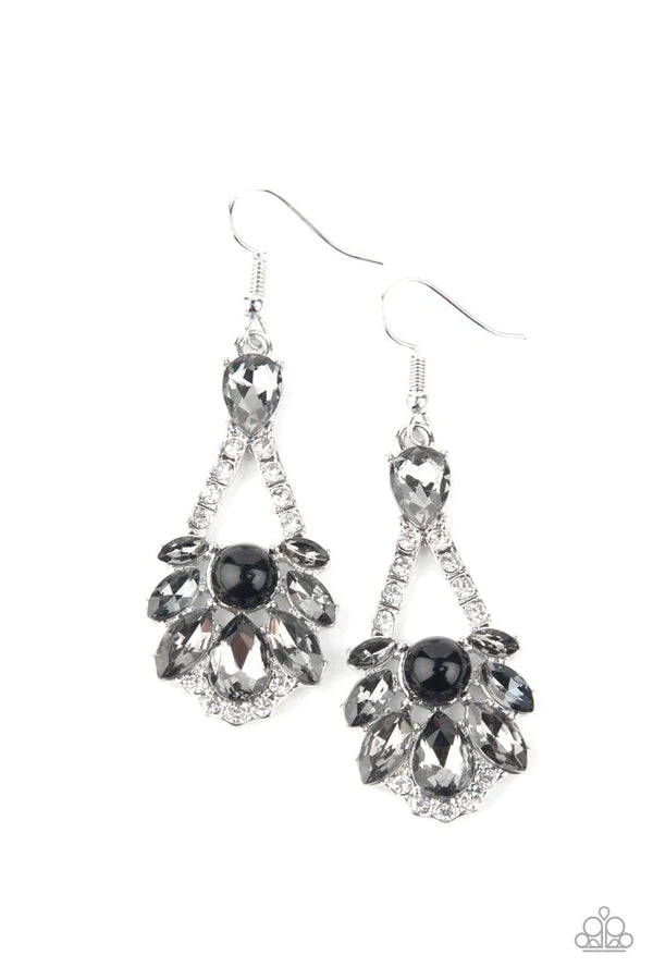 Prismatic Presence - Black Smoky Pearl Marquise/Teardrop Earrings E#1282