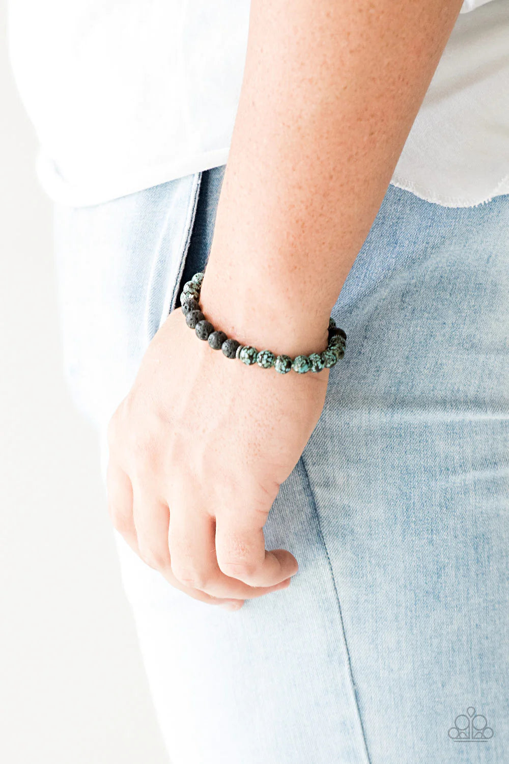 Prosperity - Blue Speckled Infused Lava Rock Urban Bracelet B#1118