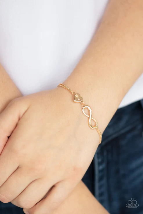 2-Piece Gold 3D Infinity/Heart Mom Stamped Link Set SET#2497
