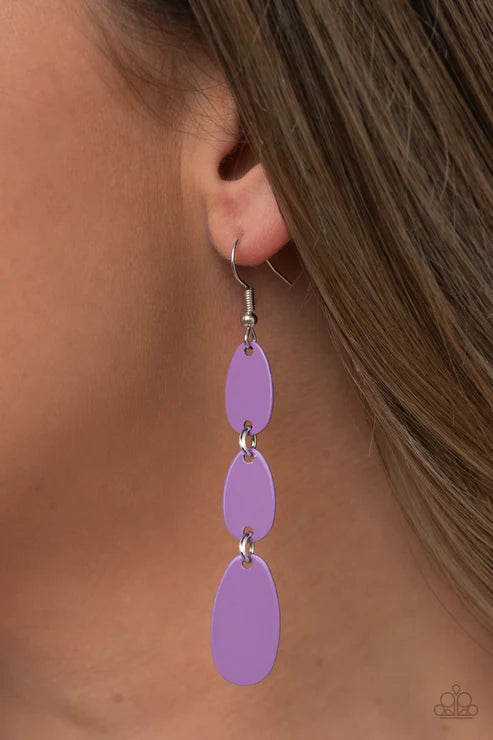 Rainbow Drops - Amethyst Orchid Purple Oval Earrings E#2209