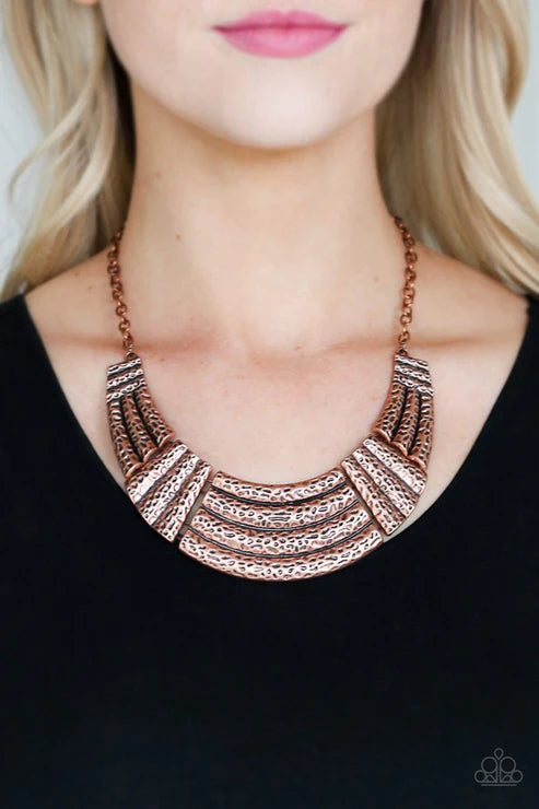 Ready To Pounce - Copper Hammered Half-Moon Necklace N#1946