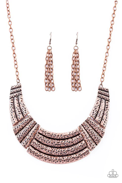 Ready To Pounce - Copper Hammered Half-Moon Necklace N#1946
