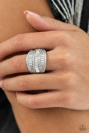 Red Carpet Redux - White Oval/Round/Emerald Cut Encrusted Stacked Ring R#565