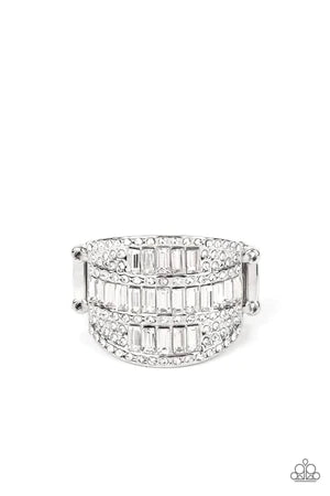 Red Carpet Redux - White Oval/Round/Emerald Cut Encrusted Stacked Ring R#565
