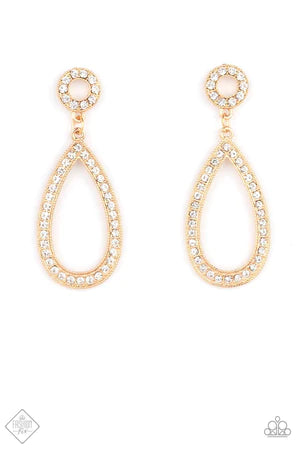 Regal Revival - Oversized Gold Alluring Anchor Encrusted Teardrop Earrings E#947