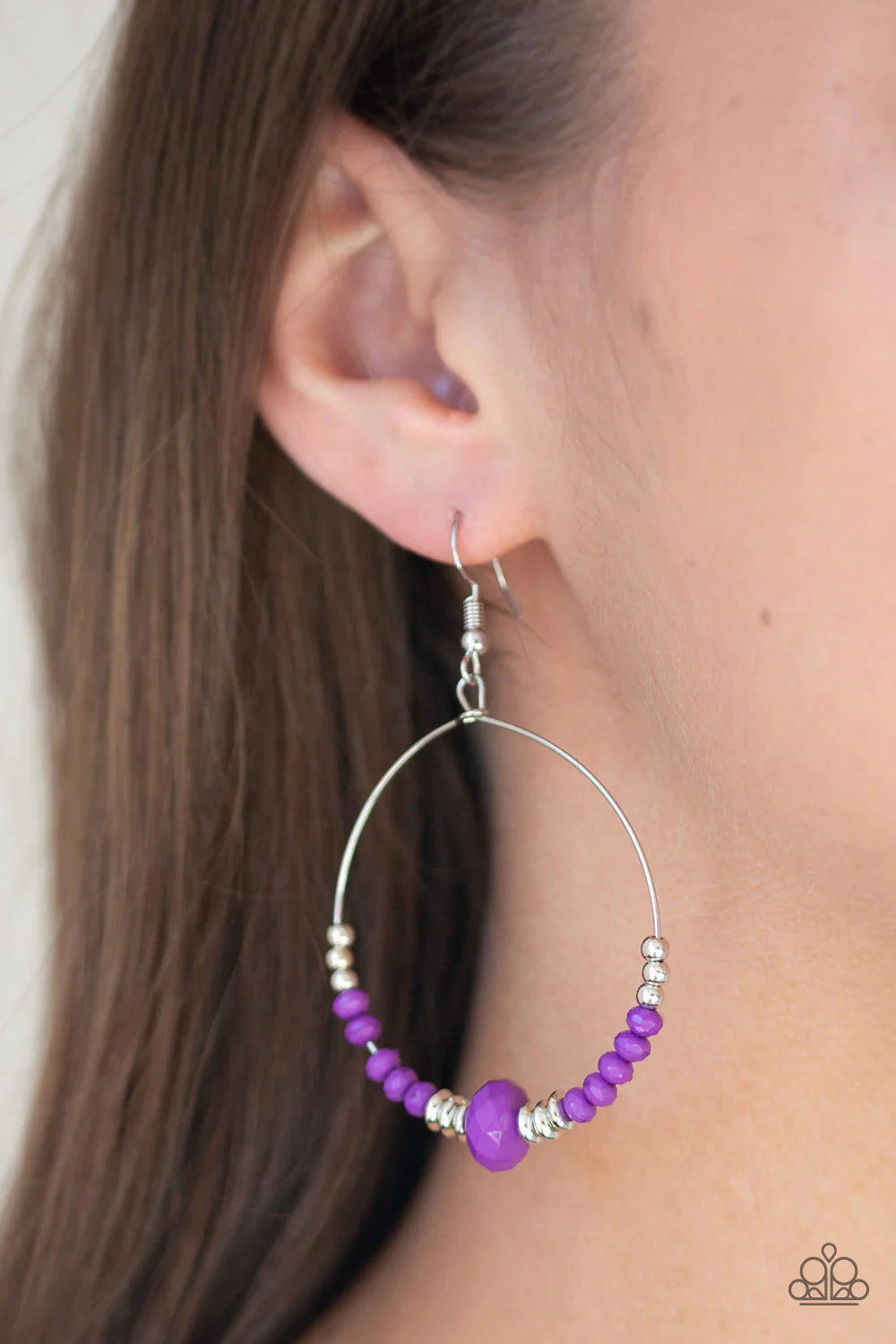 Retro Rural - Purple/Silver Slide Along Hoop Earrings E#1277