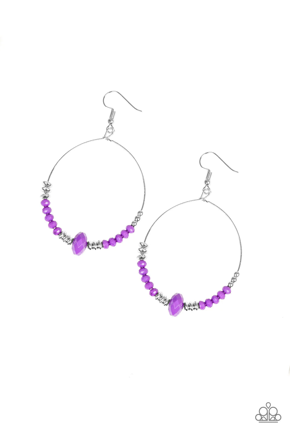 Retro Rural - Purple/Silver Slide Along Hoop Earrings E#1277