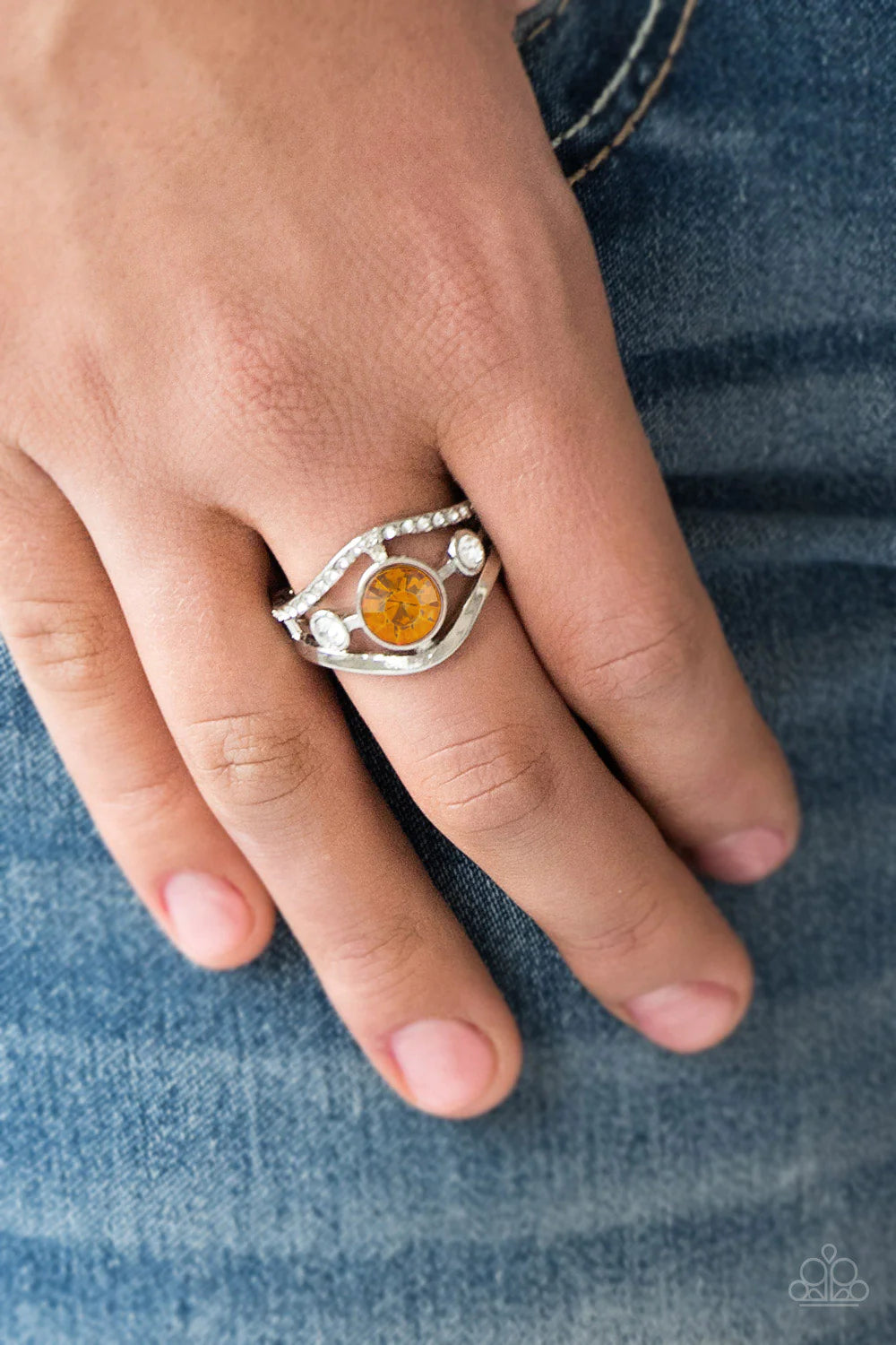 Rich With Richness - Orange Encrusted Wave Ring R#1519