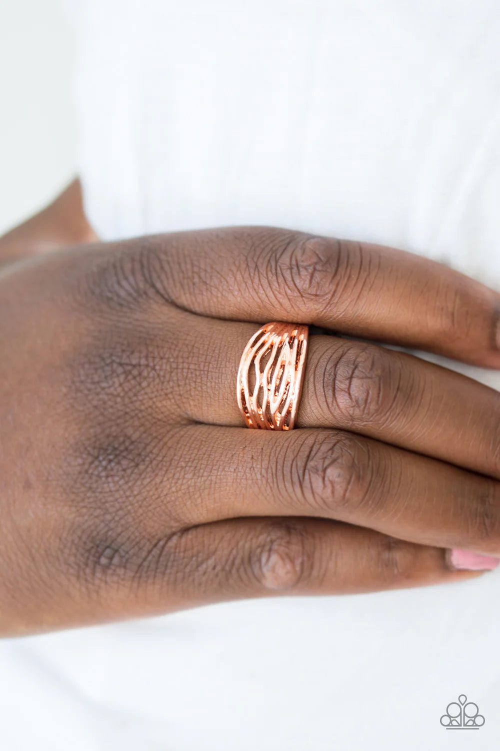 Rip Current - Copper Airy Wave Bar Ring R#714