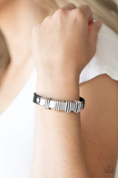 Rural Explorer - Black Trio Links Urban Leather Bracelet B#2019