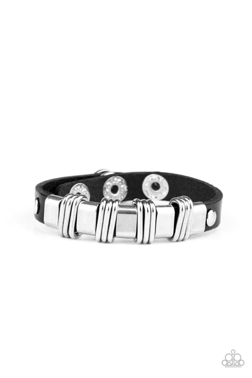 Rural Explorer - Black Trio Links Urban Leather Bracelet B#2019