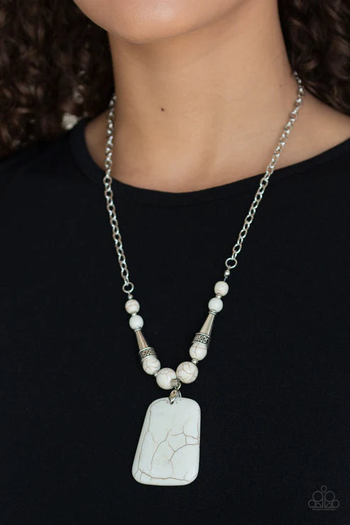 Sandstone Oasis - Oversized White Accent Stone Necklace N#2560