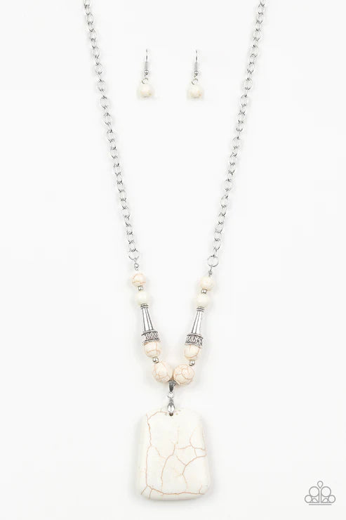 Sandstone Oasis - Oversized White Accent Stone Necklace N#2560