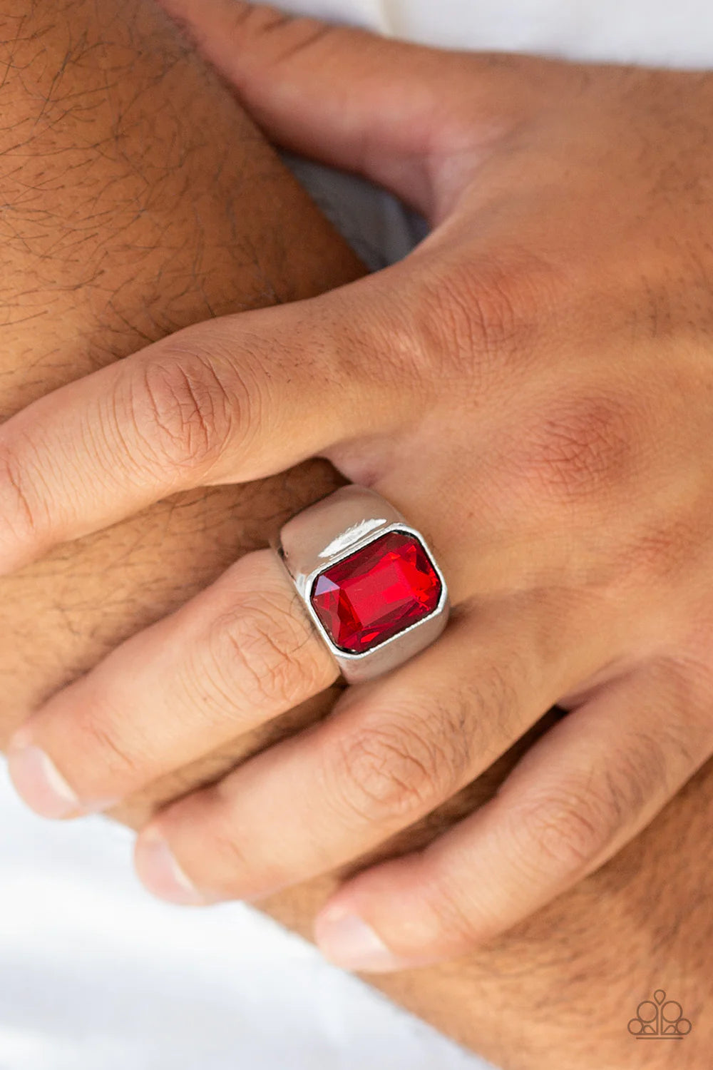 Scholar - Oversized Red King Emerald Cut Urban Ring R#133