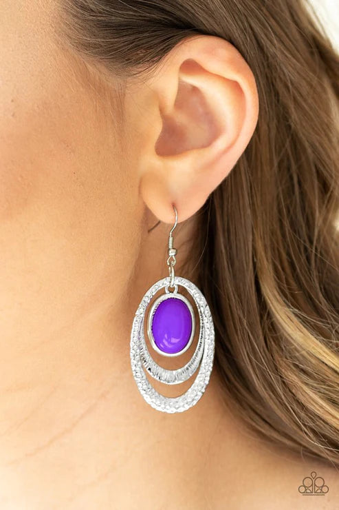Seaside Spinster - Purple Oval "Spin" Textured Earrings E#2079