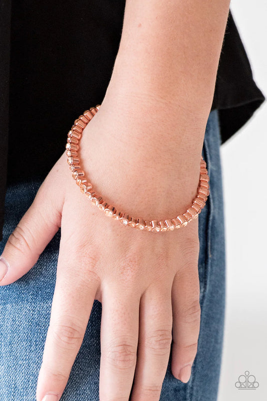 Seven Figure Fabulous - Copper/Peach Encrusted Bangle Bracelet B#1256