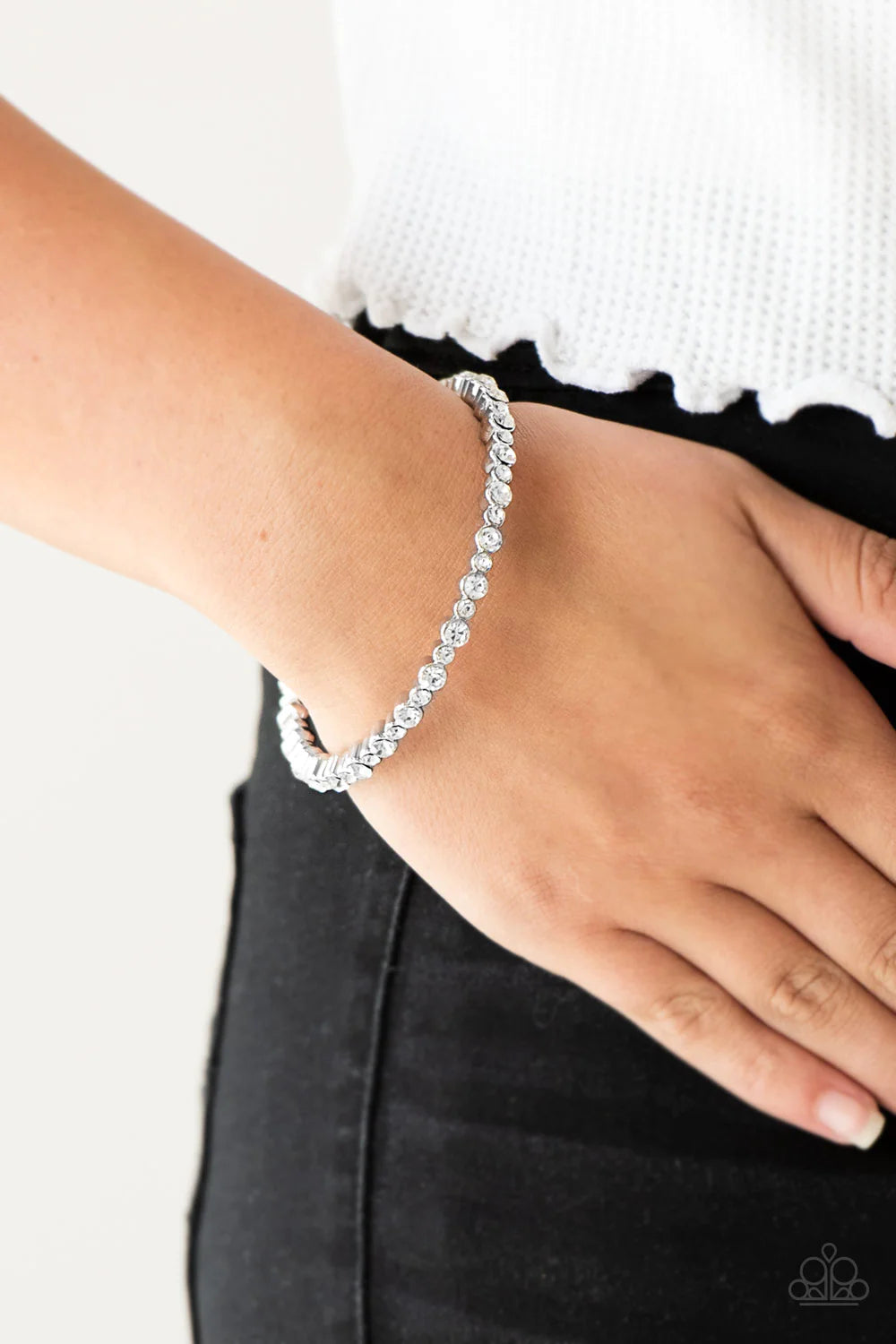 Seven Figure Fabulous - White Encrusted Bangle Bracelet B#1258