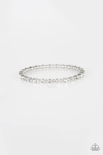 Seven Figure Fabulous - White Encrusted Bangle Bracelet B#1258