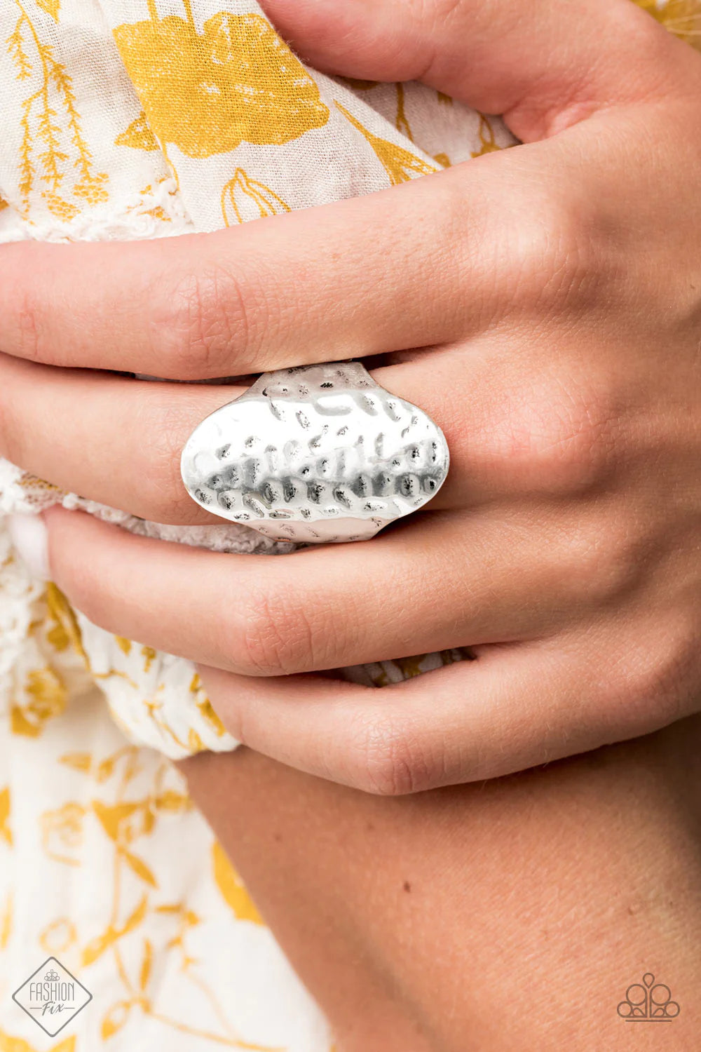 Revamped Ripple - Oversized Silver Wavy Texture Rippling  Ring R#1105