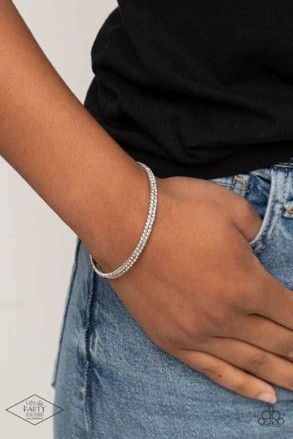 Sleek Sparkle - White Dotted Encrusted Flexible Wire Coils Bracelet B#379