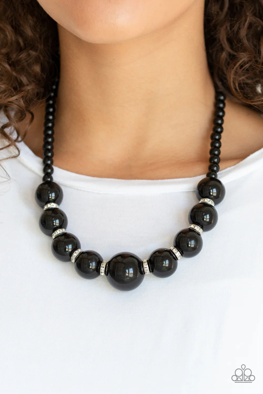 SoHo Socialite - Oversized Bubbly Black Pearl Encrusted Necklace N#879