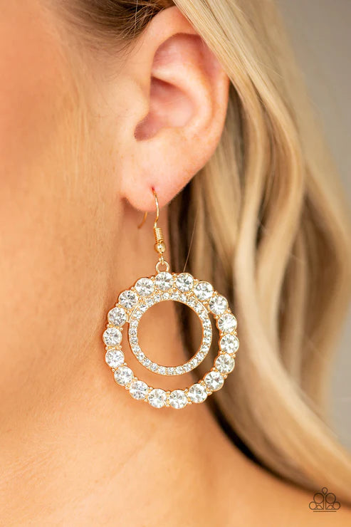 Spotlight Shout Out - Oversized Gold Encrusted Hoop Earrings E#2659